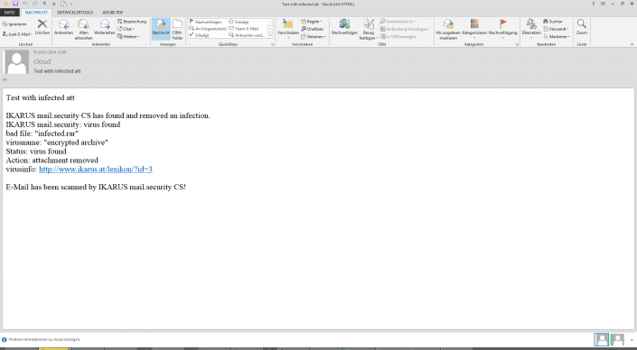 IKARUS mail.security Infektion