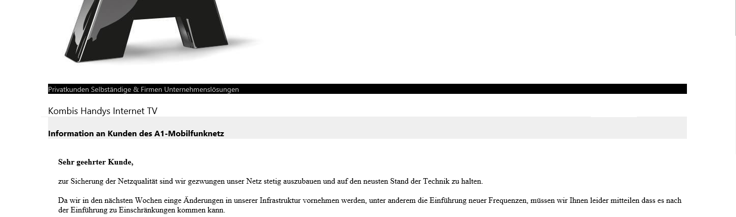A1 E-Mail-screenshot