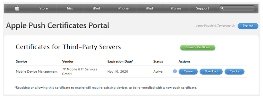 Apple Push Certificates Portal