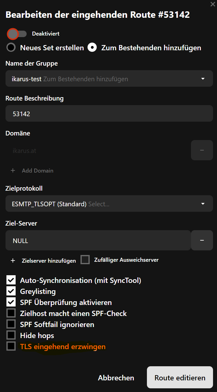 TLS eingehend erzwingen