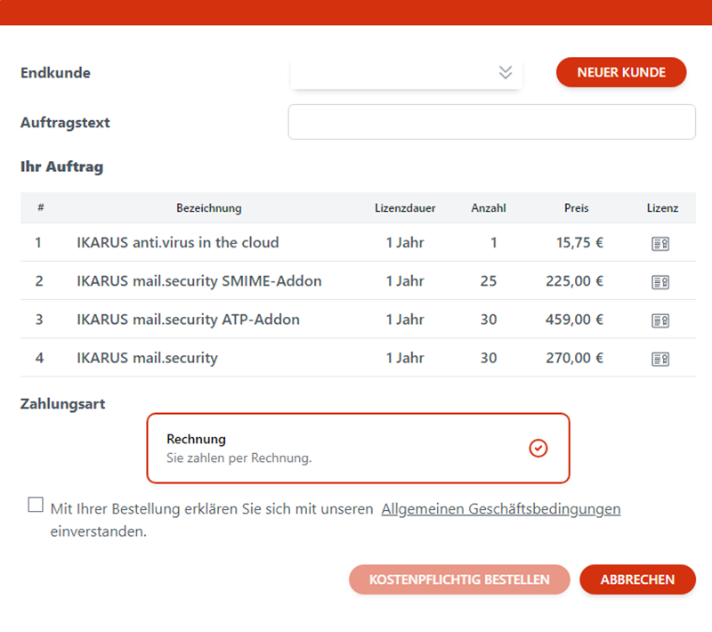 IKARUS Partnerportal - Warenkorb