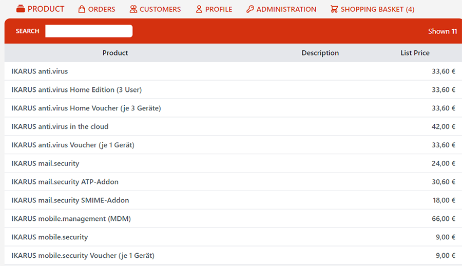 IKARUS Partnerportal - Products